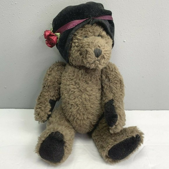 Boyds Bears The Archive Series Girl Velvet Crushed Hat Rose Cocoa Brown 10 in - Picture 1 of 5